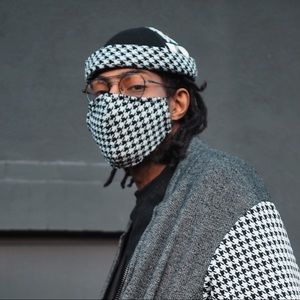 Black white Houndtooth Face Mask